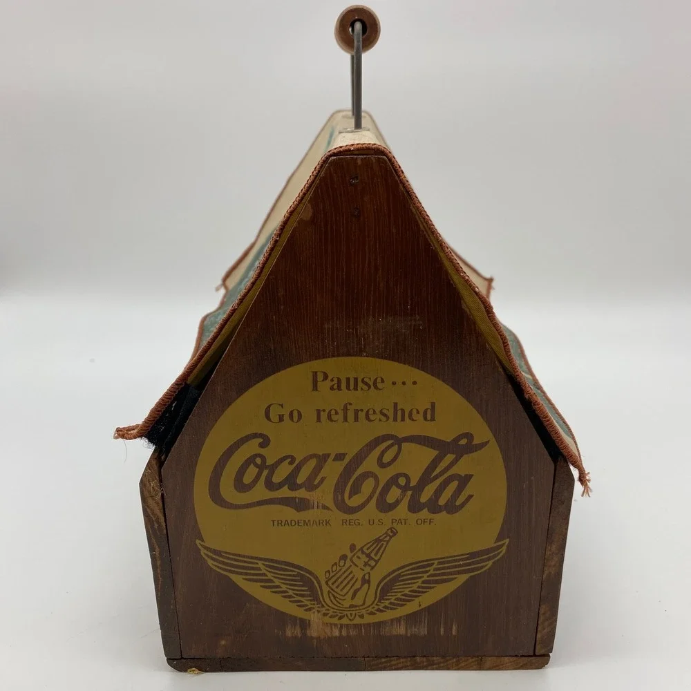 Coca-Cola Wooden Storage Crate Canvas Lid Brown Vintage Style Rustic Carrier